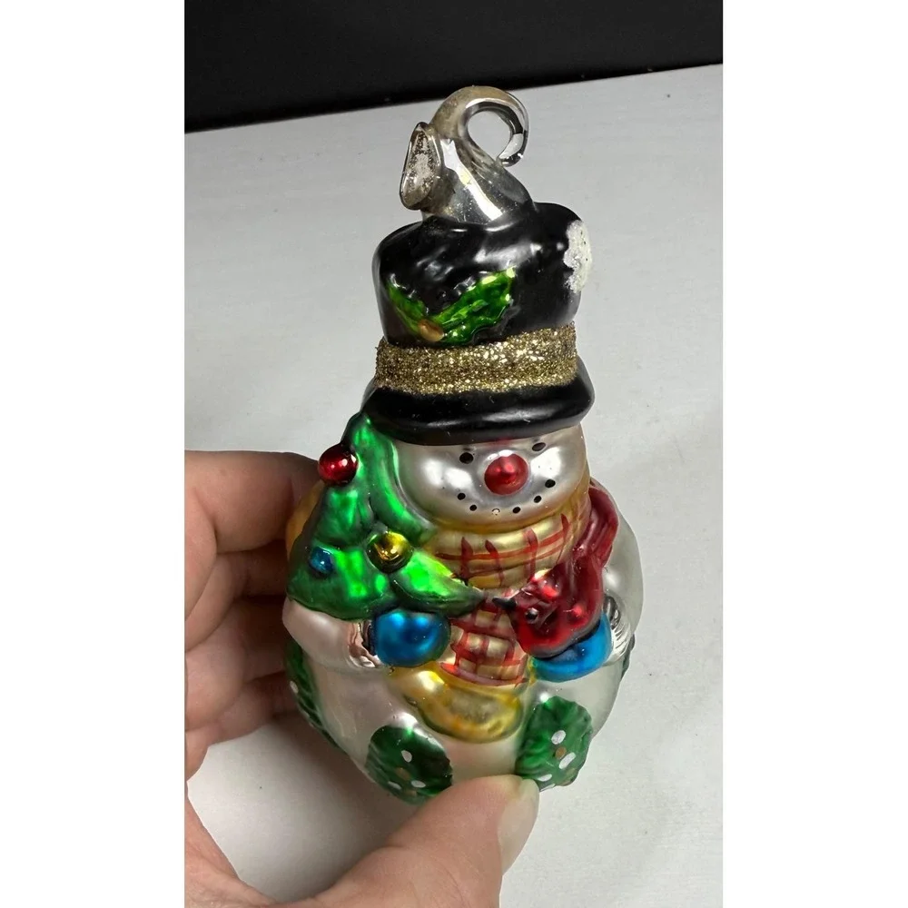 House Of Lloyd Simmering Heirlooms Blown Glass‎ Christmas Snowman Ornament